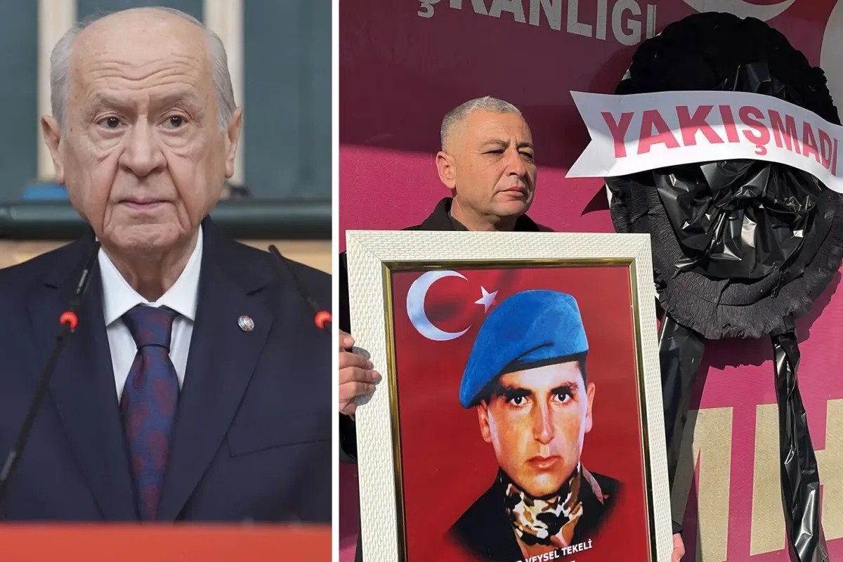 Şehit aileleri, MHP İl Başkanlığı önüne “Yakışmadı” yazılı siyah çelenk bıraktı